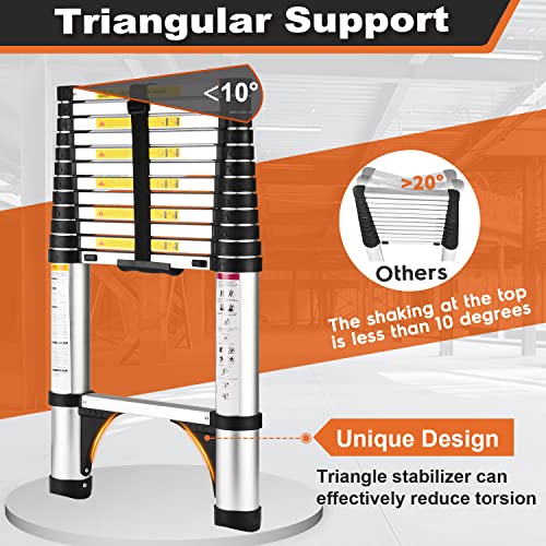 Soctone Telescoping Ladder, 10.5 FT Button Retraction Aluminum - Scratch & Dent