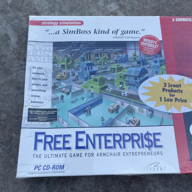 TSUNAMI MEDIA FREE ENTERPRISE & SILENT STEEL PC GAME BIG BOX RARE TSUNAMI 95-96 - Brand New