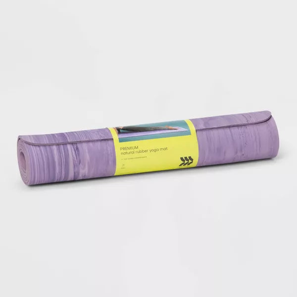ALL IN MOTION RUBBER YOGA MAT 5MM VIOLET PATTERN LOW TACK GRIP - PINK MARBLE - Like New