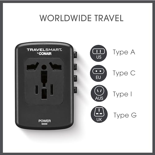 CONAIR FAST CHARGE UNIVERSAL TRAVEL ADAPTER - BLACK - Like New