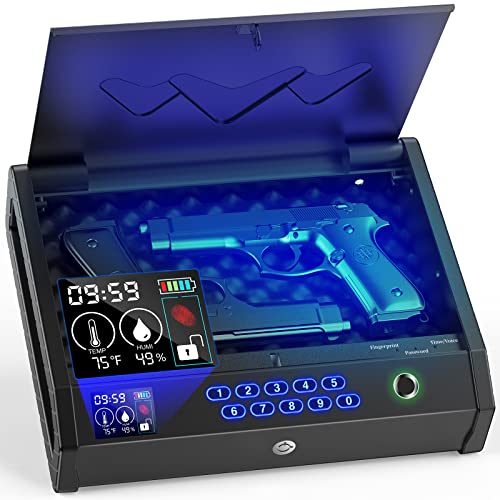 Gun Safe, Biometric Safes for Pistols with LCD Display of Time Battery FPR Like New