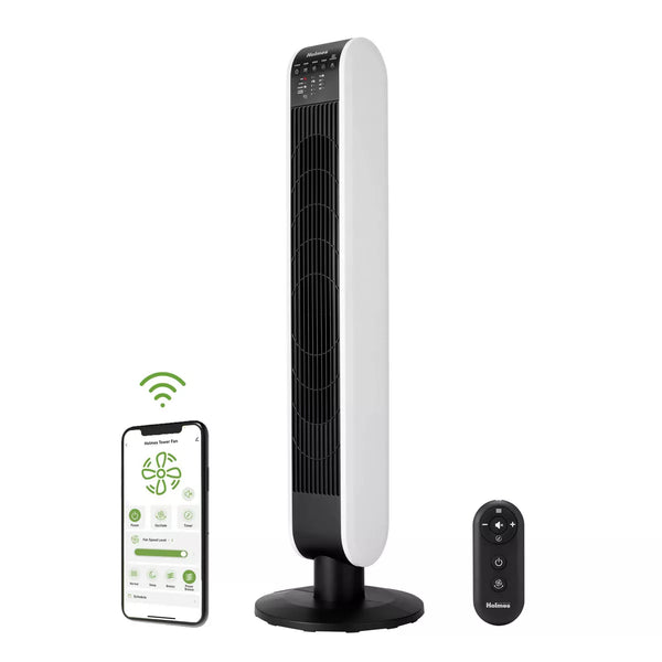 HOLMES 40" OSCILLATING WI-FI CONNECT DESIGNER SERIES TOWER FAN - WHITE - Like New