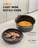 DARTMOOR 9 QUART PRE-SEASONED CAST IRON DUTCH OVEN W/LID/LIFTER TOOL- BLACK - Like New