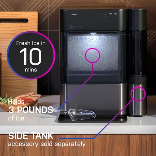 GE PROFILE OPAL 2.0 CHEWABLE CRUNCHABLE NUGGET ICE MAKER - BLACK STAINLESS STEEL - Like New