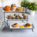 GIBSON HOME GRACIOUS DINING DINNERWARE, 3-TIER RECTANGLE PLATE SET - WHITE - Like New