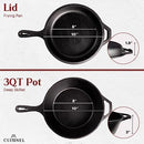 Cuisinel 10" Cast Iron Skillet + Lid - 2in1 - Dutch Oven + Frying Pan - Black - Like New