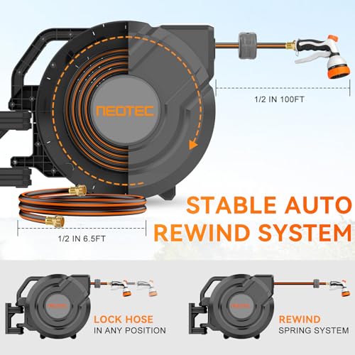 NEOTEC RETRACTABLE HOSE REEL 1/2 IN X 100 FT WALL MOUNTED - Scratch & Dent