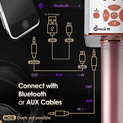 MIRACLE M Bluetooth Karaoke Microphone - Wireless M90-ROSE GOLD Like New