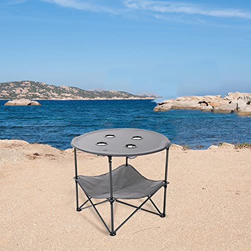 ARROWHEAD OUTDOOR 28” (71cm) Heavy-Duty Portable Folding Table, 4 Cup Holders Like New