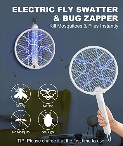 MOSQZAP Electric Fly Swatter 3500V ZDP001 - White Like New