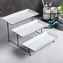 GIBSON HOME GRACIOUS DINING DINNERWARE, 3-TIER RECTANGLE PLATE SET - WHITE - Like New