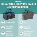 CLEVERMADE COLLAPSIBLE SHOPPING BASKET 24L 6 GAL REUSABLE 3PK - OCEAN/BLACK Like New