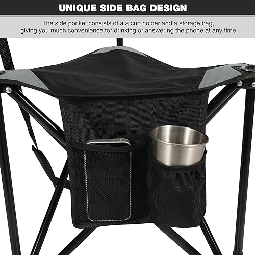 REDCAMP 2 Pack Tripod Camping Chairs Folding Lightweight Portable, 50213 - Black - Like New