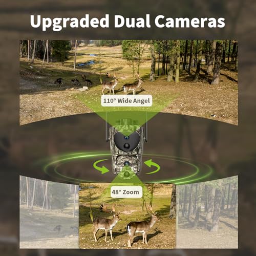 OCULVIEW 4G LTE CELLULAR TRAIL CAMERAS DUAL LENS SECURITY CAMERA - WOOD CAMO Like New