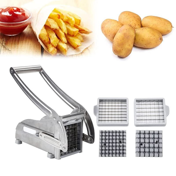 Generic Stainless Steel 2-Blade French Fry Potato Cutter, MAXMED2 - Silver Like New