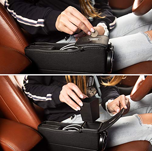 ZENTO DEALS CAR CONSOLE SEAT SIDE COIN CUP HOLDER STORAGE ORGANIZER ZD-13, Black Like New