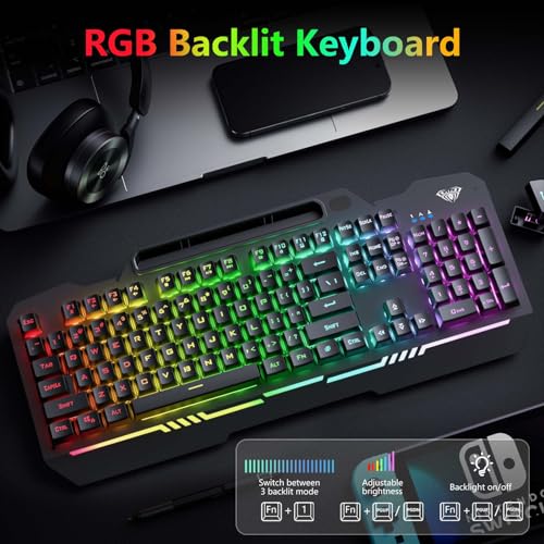 AULA Gaming Keyboard, T102 104 Keys Gaming Keyboard and Mouse Combo with RGB Like New