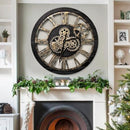 The Gears Clock The Original Real Moving Gear Oversized 24" - Black Wood/Bronze - Like New