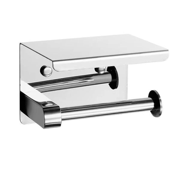 Toilet Paper Holder with Phone Shelf Stainless Steel Bathroom - Scratch & Dent