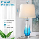 28'' Tall Table Lamp Set of 2 Modern Table Lamp Bedroom 2 USB Port - Blue/White Like New