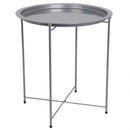 HOME BASICS FOLDABLE ROUND MULTI-PURPOSE SIDE ACCENT METAL TABLE - SILVER - Brand New
