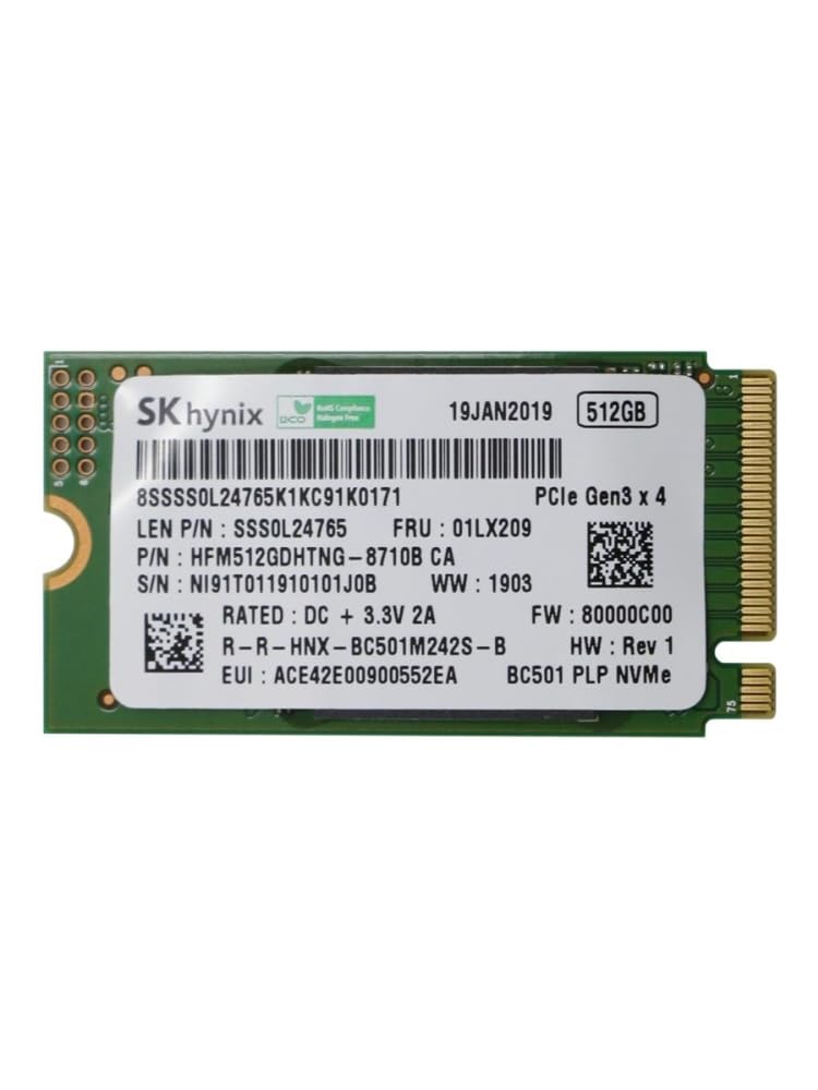 SK HYNIX 512GB M.2 2242 42MM NVME PCIE GEN 3 X4 TLC SSD - GREEN - Like New