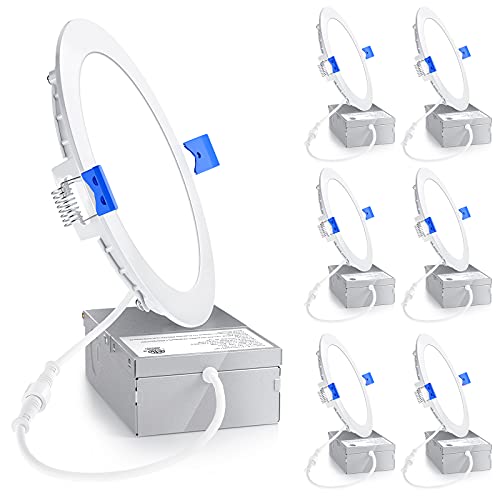 ENSENIOR 6 Pack 6 Inch LED Recessed Light, Dimmable, 3500K Neutral White - Like New