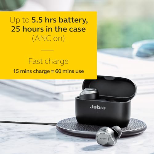 JABRA ELITE 85T TRUE WIRELESS BLUETOOTH EARBUDS, TITANIUM BLACK - Like New