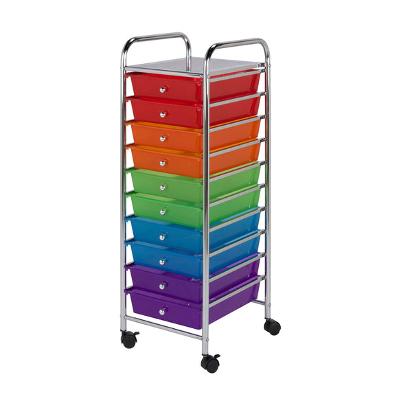 HONEY CAN DO RAINBOW 10-DRAWER METAL ROLLING STORAGE CART CRT-02214 - RAINBOW - Like New