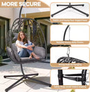 ZZW EGG CHAIR WITH STAND OUTDOOR GRAY WICKER PATIO SWINGS - GRAY - Like New