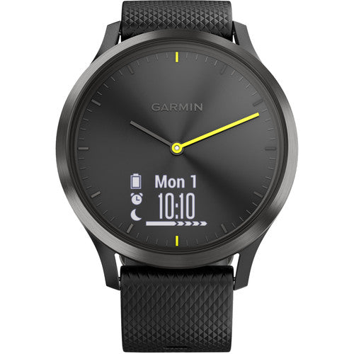 Garmin Vivomove HR Sport Hybrid Smartwatch Black with Black Silicone Band Like New