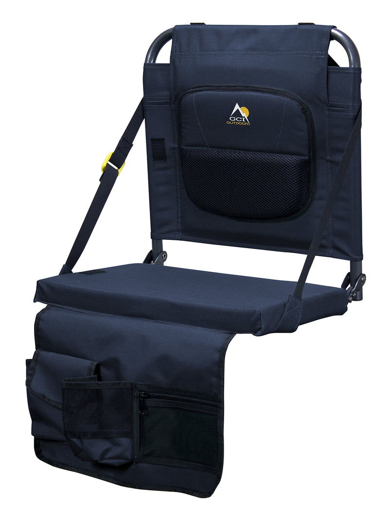 GCI OUTDOOR BLEACHERBACK LUMBAR STADIUM SEAT WITH PADDED BACKREST - NAVY - Like New