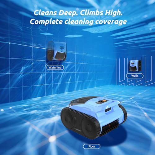 ZYERCH 2025 Upgrade Pool Vacuum Robotic Cleaner Wall Climbing Pool - Dark Blue - Like New