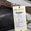 ISLE LOCADA BY HIDESIGN WOMEN'S TRAVEL LEATHER - BLACK/BROWN STRAP BLACK DOTS - Brand New