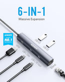ANKER 6-IN-1 USB C HUB WITH 65W POWER DELIVERY, 4K HDMI, 1GBPS ETHERNET - GRAY - Like New