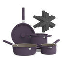 BELLA 9 PIECE CERAMIC NONSTICK COOKWARE SET FITS-ANYWHERE™ - PLUM - Like New