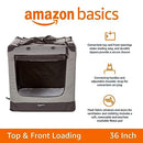 AMAZON BASICS PORTABLE FOLDING SOFT CRATE CARRIER KENNEL 36 X 24 X 24 - GREY - Like New