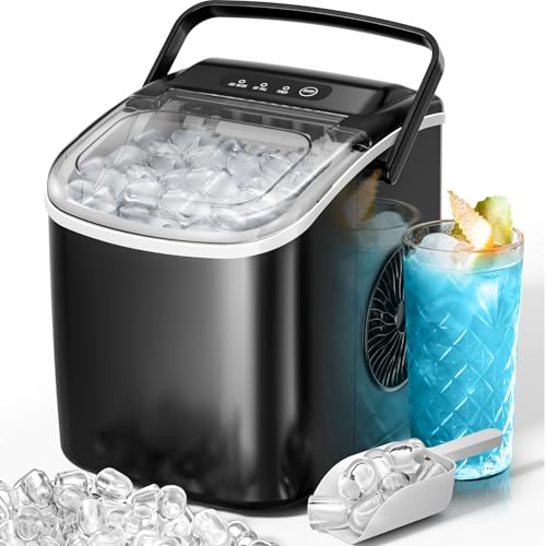 KISMILE ICE MAKERS COUNTERTOP WITH CARRY HANDLE - BLACK - Scratch & Dent