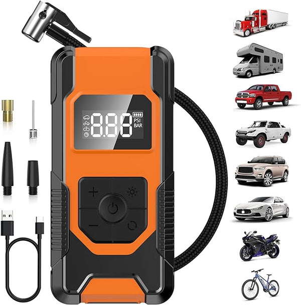 Hefoo Home Portable Tire Inflator Air Compressor 160PSI Cordless YQB01 - Orange Like New