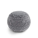 LANE LINEN Pouf Ottoman Hand Knitted Macrame Foot Stool 20 Diameter x 14 Height - Brand New