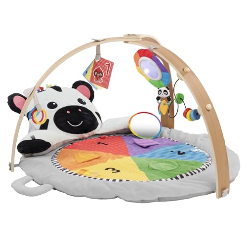 Baby Einstein Zen's Activity Milestones Plush Gym, Wooden Bar - White - Like New