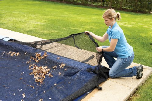 BLUE WAVE 18-FT X 36-FT RECTANGULAR LEAF NET IN GROUND POOL COVER - BLACK - Like New
