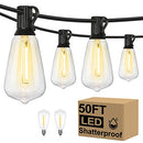 BRIGHTEVER 50FT OUTDOOR STRING LIGHTS WATERPROOF 2700K BRIGHT LED PATIO LIGHTS - Brand New