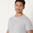 ESSENTIALS MEN'S SLIM FIT BREATHABLE COTTON CREW NECK M - M.GRAY/WHITE - Like New