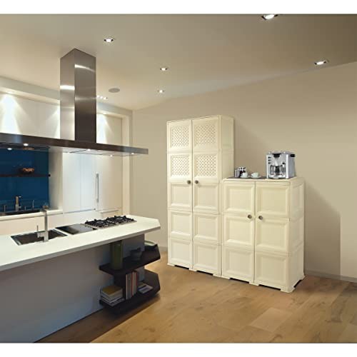 CLEVERMADE OMNIMODUS PLASTIC STORAGE CABINET WITH DOORS MEDIUM - CREAM - Like New