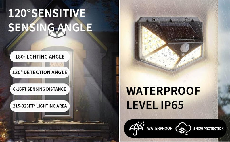 SUNSHINE STAR SOLAR LIGHTS OUTDOOR 100 LED 2 PACK SOLAR MOTION SENSOR - BLACK - Like New