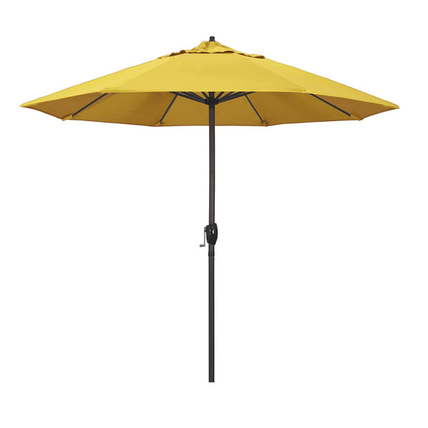 CALIFORNIA UMBRELLA 9' ROUND ALUMINUM OUTDOOR DECK CRANK LIFT - Lemon Olefin - Like New