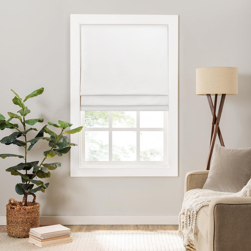 ECLIPSE LANE CORDLESS ROMAN SHADES FOR WINDOWS X 35 IN WIDE X 64 IN LONG - WHITE - Like New