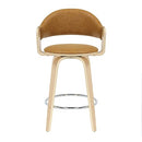 Armen Daxton 36" H Swivel Counter Camel Round Wood Stool Faux Leather - White - Like New