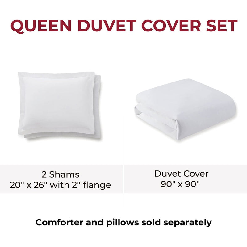 BIBB HOME 3-PIECE HEAVYWEIGHT FLANNEL DUVET COVER SET - SIZE: QUEEN - GRAY - Brand New